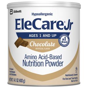 EleCare Jr chocolate flavored amino acid-based nutrition powder can for ages 1 and up