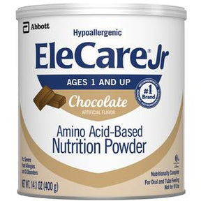 EleCare Jr chocolate flavored amino acid-based nutrition powder can for ages 1 and up