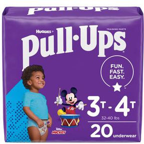 Pull-Ups training pants package for toddlers, size 3T-4T, featuring Mickey Mouse design