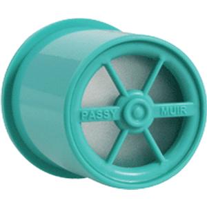 Teal Passy Muir tracheostomy speaking valve for respiratory therapy