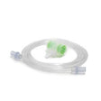 Transparent medical extension tube with green three-way stopcock for medical supply use