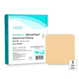 MedVance silicone foam dressing 4x4 inch, square beige wound care pad, box of 5