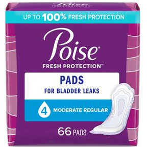 Poise Fresh Protection bladder leak pads, moderate regular, pack of 66, for incontinence