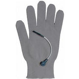 Grey conductive therapy glove with attached electrode lead for pain relief