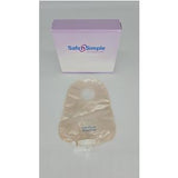 Ostomy pouch with beige color and Safe n Simple packaging for medical supply needs