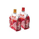 two Vitaflo cooler 15 medical nutrition drink pouches with colorful red designs