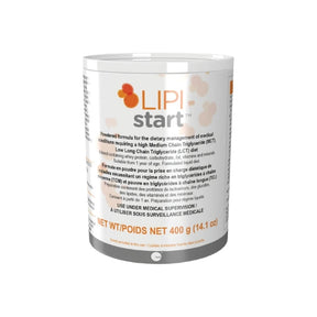 LIPIstart powdered formula can for dietary management with MCT, 400g front label
