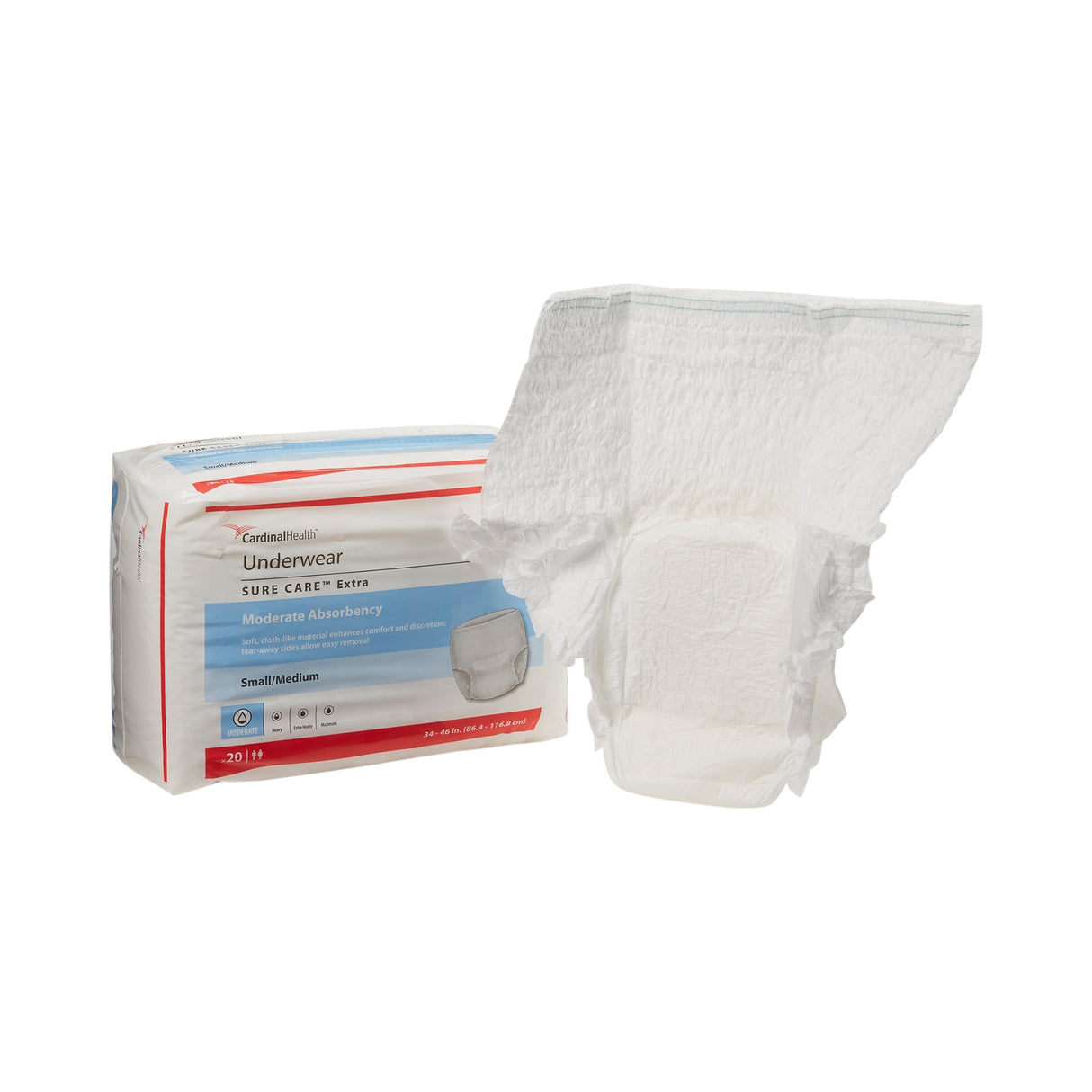Cardinal Health, Underwear, Sure Care Extra, Small/medium, 34" - 46"