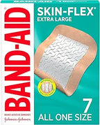 Band-Aid Skin-Flex extra large adhesive bandages box, 7 count, all one size.