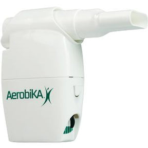 Aerobika airway clearance device for respiratory therapy, white plastic with mouthpiece