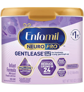 Enfamil NeuroPro Gentlease infant formula canister, milk-based powder for newborns, 19.5 oz