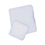 Two sterile medical gauze pads on a white background, wound care supplies
