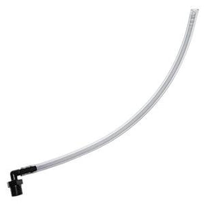 Clear medical supply tubing with black elbow connector for home healthcare use