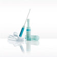 Sterile medical supplies including a lubricated catheter and pads on a white background