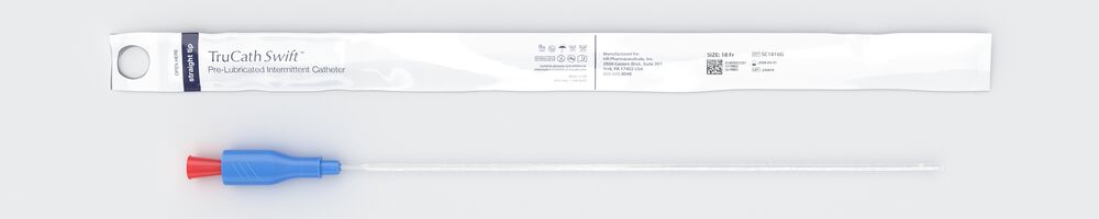 Trucath Swift Pre-lubricated Intermittent Catheter, Truprotect Grip, 18fr, 16" Length