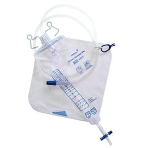 Disposable medical urine drainage bag with measurement markings and tube