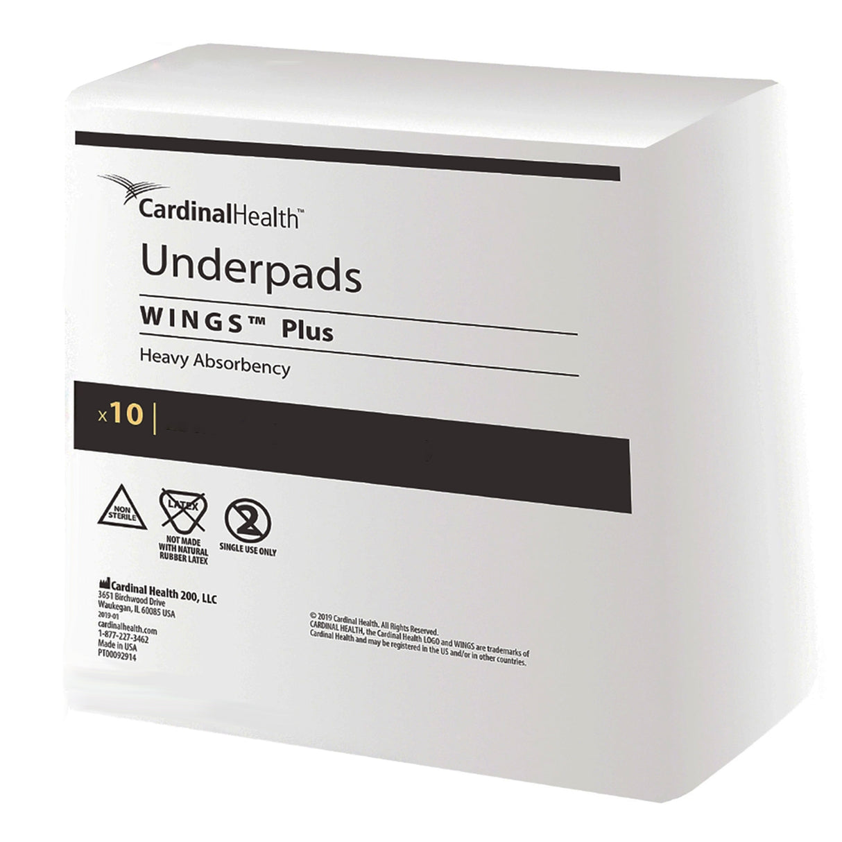 Cardinal Health Underpads, Wings Plus, Heavy Absorbency, Beige, 30" X 30"