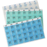 Weekly pill organizer trays with compartments for each day, medication management tool