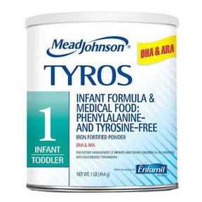 Mead Johnson TYROS infant formula, iron fortified, phenylalanine and tyrosine free, 1.8 lb can