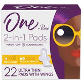 One by Poise 2-in-1 ultra thin pads with wings, 22 count, for period flow and bladder leaks