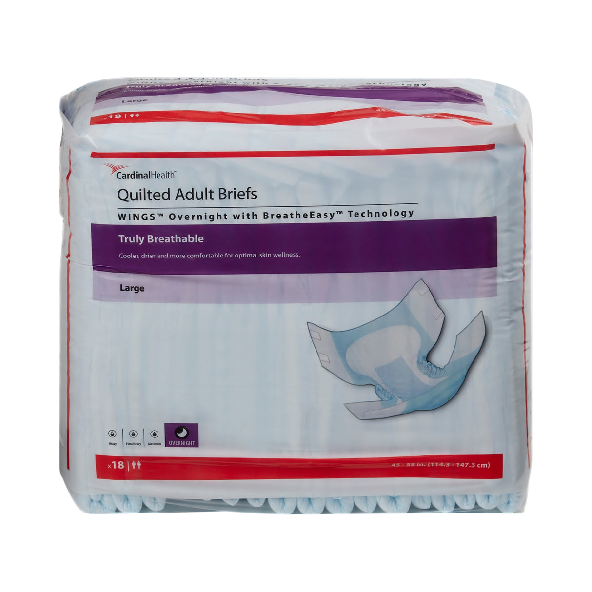 Wings Overnight Quilted Brief With Breatheeasy Technology, Large, 45" - 58"