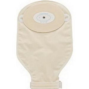 Beige ostomy drainage pouch with adhesive barrier for medical use