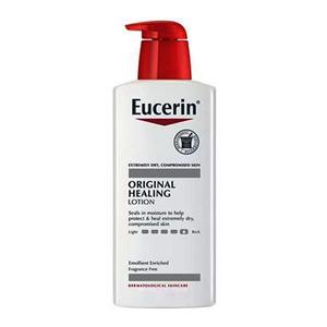 Eucerin Original Healing Lotion bottle with red pump for dry, sensitive skin care