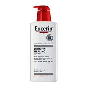 Eucerin Original Healing Lotion bottle with red pump for dry, sensitive skin care