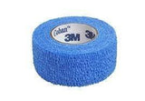 Blue elastic medical bandage roll for wound care and compression support