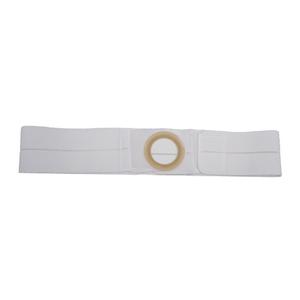 White abdominal ostomy support belt with round opening for medical use