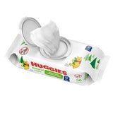 Huggies Natural Care baby wipes pack with open lid and visible wipe, Winnie the Pooh design