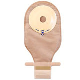 Beige ostomy bag with closure for stoma care and colostomy support