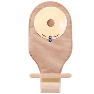 Beige ostomy bag with closure for stoma care and colostomy support