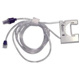 Infusion tube set with clear tubing and purple connectors for medical use