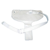 Transparent urinary drainage bag with adjustable white straps for medical use