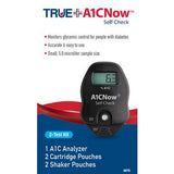 A1CNow Self Check kit for at-home diabetes monitoring, includes analyzer and testing supplies.