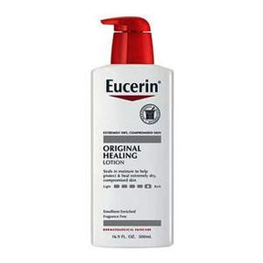 Eucerin Original Healing Lotion bottle for dry, sensitive skin with red pump dispenser