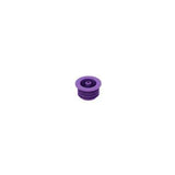 Purple medical supply cap with rubber seal on white background