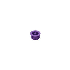 Purple medical supply cap with rubber seal on white background