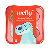 Kids dinosaur-themed flexible bandages in a red tin, assorted design, 48 count