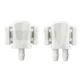 Pair of white medical tube connectors for home healthcare equipment