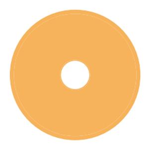 Beige circular medical hydrocolloid adhesive barrier with central hole for ostomy care