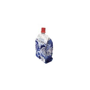Blue and white medical ice pack with red cap for cold therapy or medication transport