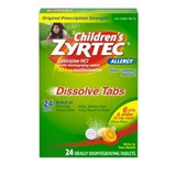 Children's Zyrtec Allergy Dissolve Tabs box for kids, 24 orally disintegrating tablets