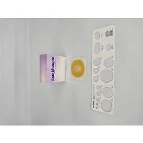 Ostomy barrier ring with measuring guide and product box for home medical supplies