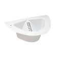 White plastic graduated urine collection container with measurement markings