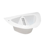 White plastic graduated urine collection container with measurement markings