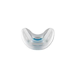 Transparent silicone medical cushion with blue accent on white background