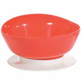 Red adaptive scoop bowl with non-slip white suction base for easy dining