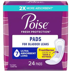 Poise bladder leak pads package, 24 count, ultra absorbent, for incontinence protection